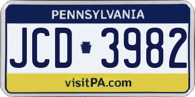 PA license plate JCD3982