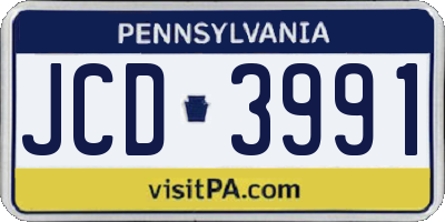 PA license plate JCD3991