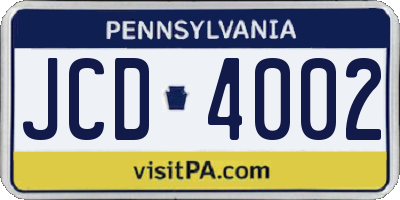 PA license plate JCD4002