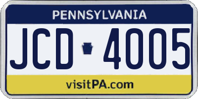 PA license plate JCD4005