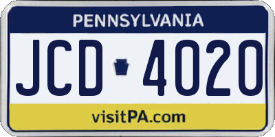 PA license plate JCD4020