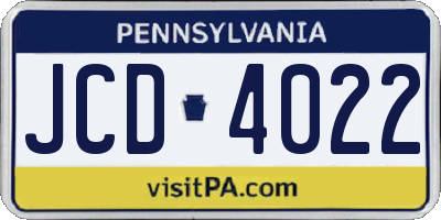PA license plate JCD4022