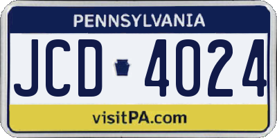 PA license plate JCD4024