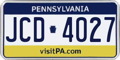PA license plate JCD4027