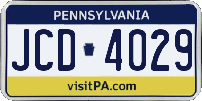 PA license plate JCD4029
