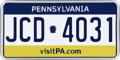 PA license plate JCD4031