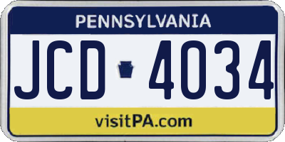 PA license plate JCD4034