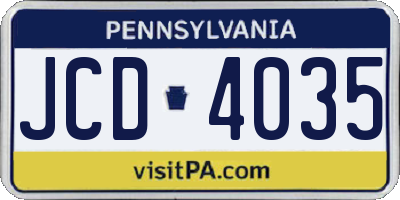 PA license plate JCD4035