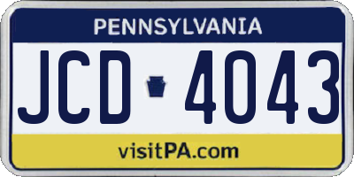 PA license plate JCD4043