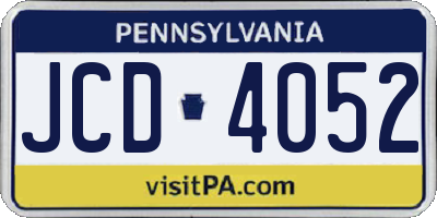 PA license plate JCD4052