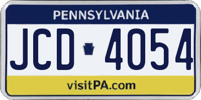 PA license plate JCD4054