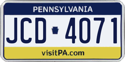 PA license plate JCD4071