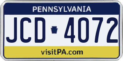 PA license plate JCD4072