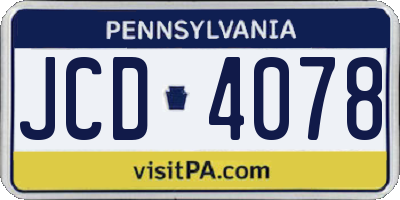 PA license plate JCD4078