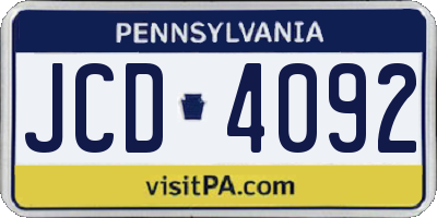 PA license plate JCD4092