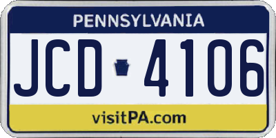 PA license plate JCD4106