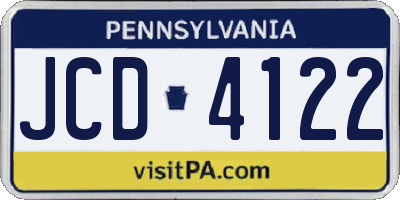 PA license plate JCD4122