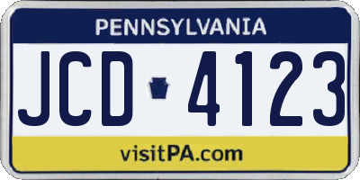 PA license plate JCD4123