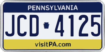 PA license plate JCD4125