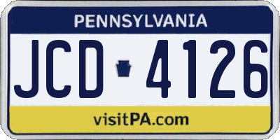 PA license plate JCD4126