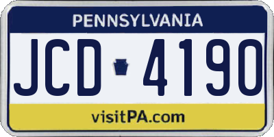 PA license plate JCD4190
