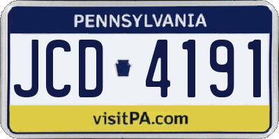 PA license plate JCD4191