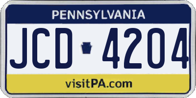PA license plate JCD4204