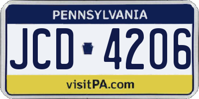 PA license plate JCD4206
