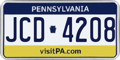 PA license plate JCD4208