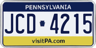 PA license plate JCD4215