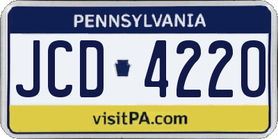 PA license plate JCD4220