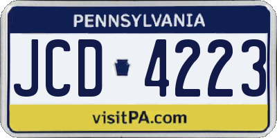 PA license plate JCD4223