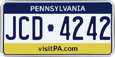 PA license plate JCD4242