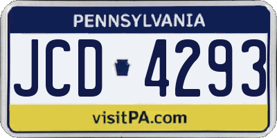 PA license plate JCD4293