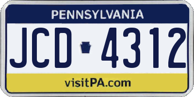 PA license plate JCD4312