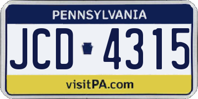 PA license plate JCD4315