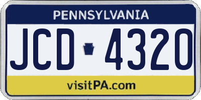 PA license plate JCD4320