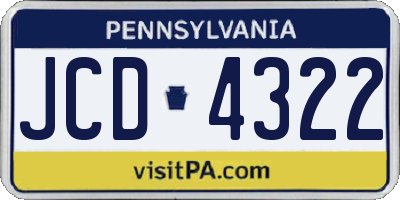 PA license plate JCD4322