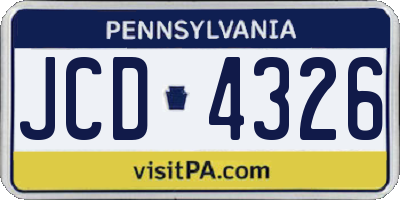 PA license plate JCD4326