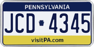 PA license plate JCD4345