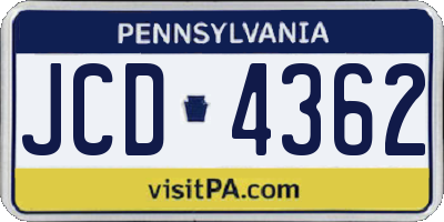PA license plate JCD4362