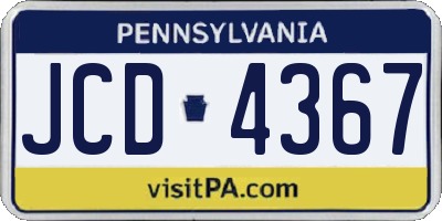 PA license plate JCD4367