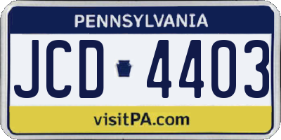PA license plate JCD4403