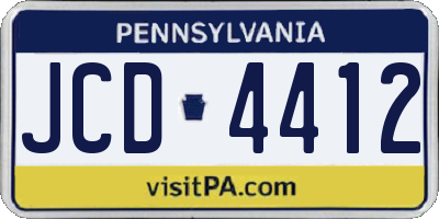 PA license plate JCD4412