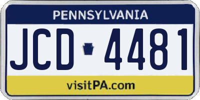 PA license plate JCD4481
