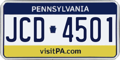 PA license plate JCD4501