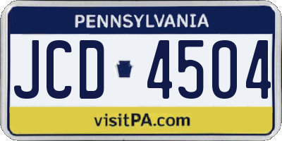 PA license plate JCD4504