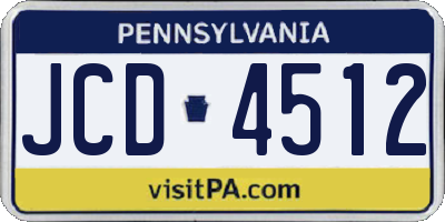 PA license plate JCD4512