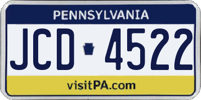 PA license plate JCD4522