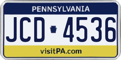 PA license plate JCD4536